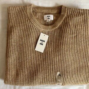 Mode of One Men's Long Sleeve Relaxed Crewneck Sweater Table Tannin Size XL